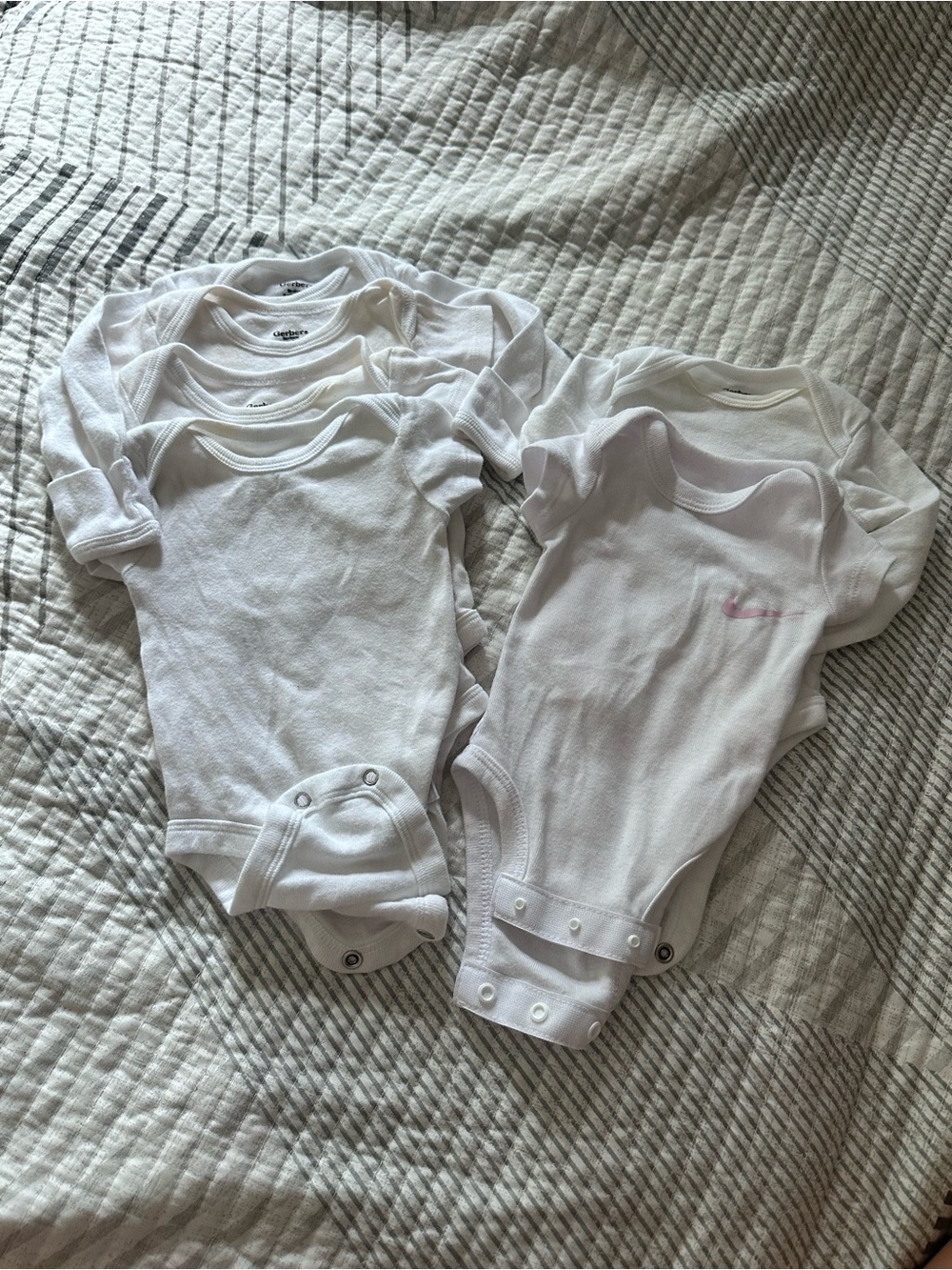 Gerber White Infant Cotton One-Piece Bodysuits - Set of 6